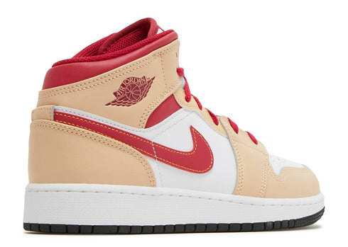 AIR JORDAN 1 MID GS LIGHT CURRY CARDINAL RED