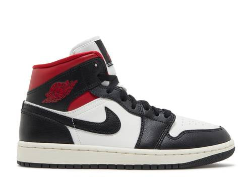 WMNS AIR JORDAN 1 MID BLACK SAIL GYM RED