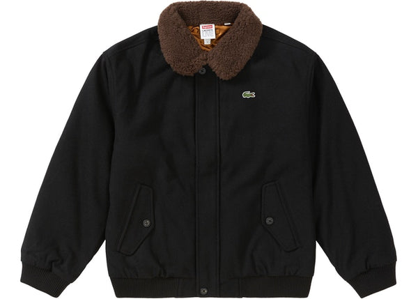 SUPREME LACOSTE WOOL BOMBER JACKET BLACK
