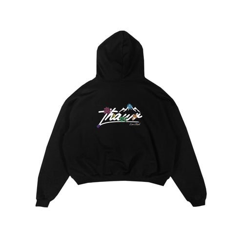 THAWR BLACK HOODIE FLOWER FEST